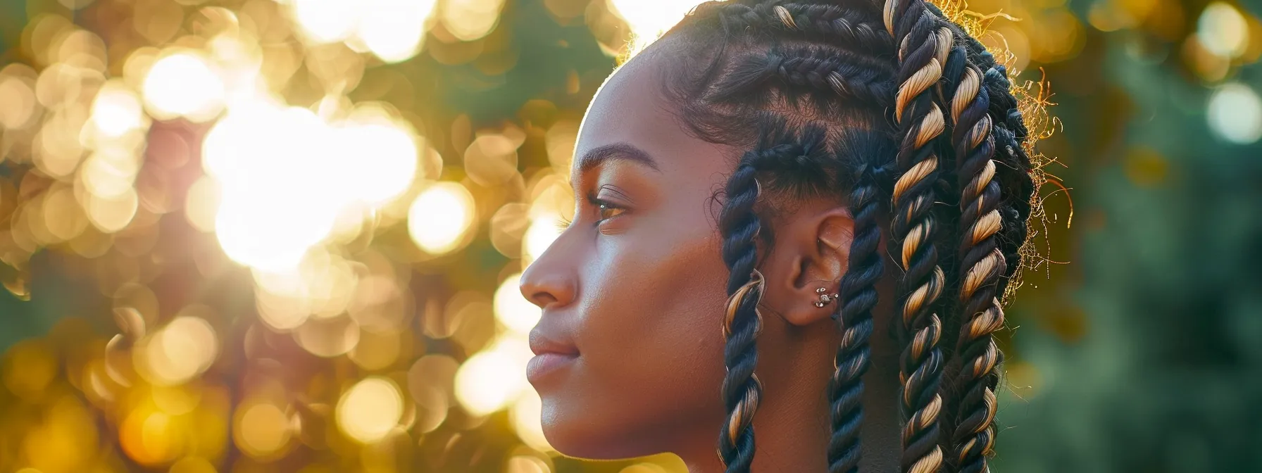 a woman with stylish african hair braids in round rock.